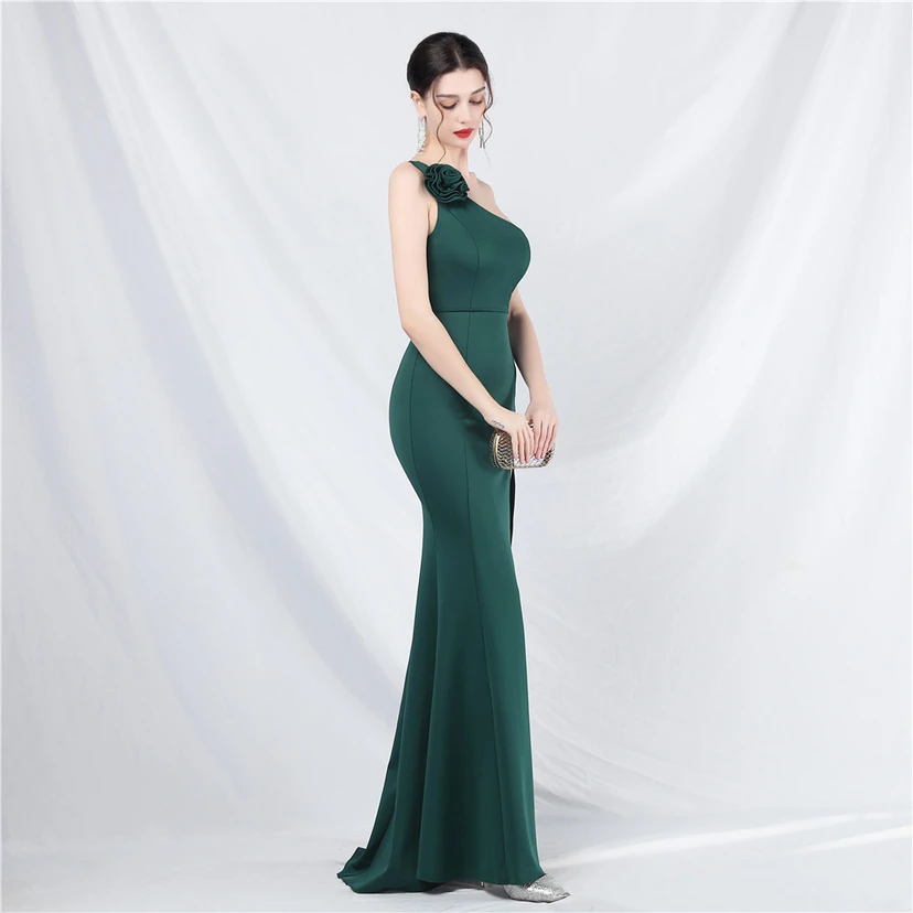 Unique Fashion Flower Design Simple And Elegant One-Shoulder Long Dress High-End Evening Dress view 41