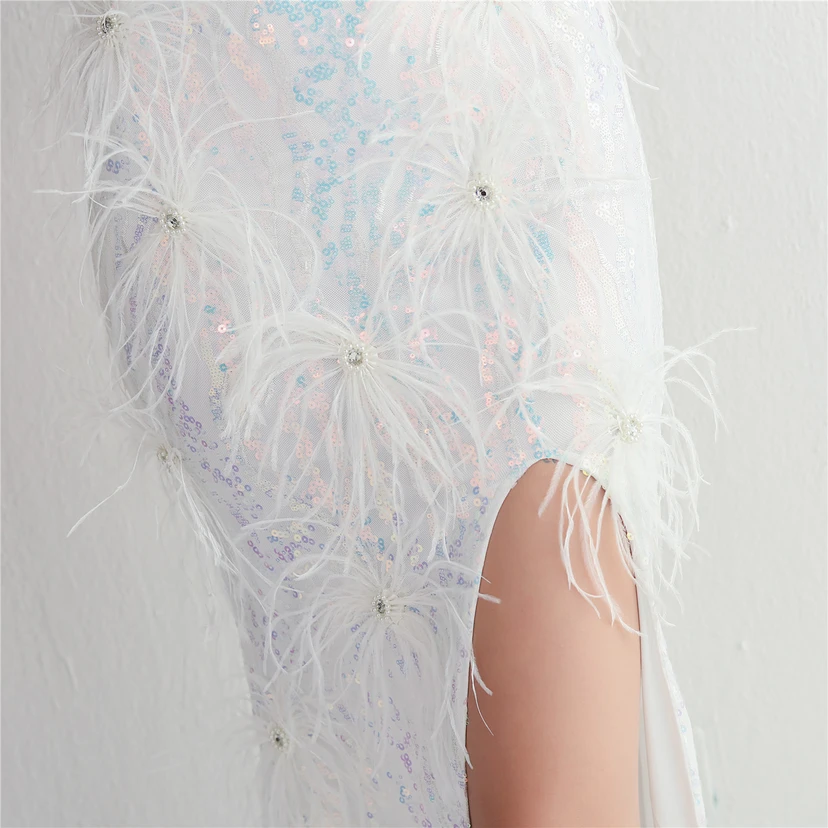 Positioning Flower Craft Beading Craft Imported Wool Dress Long Banquet Slim Evening Dress Elegant Temperament view 18