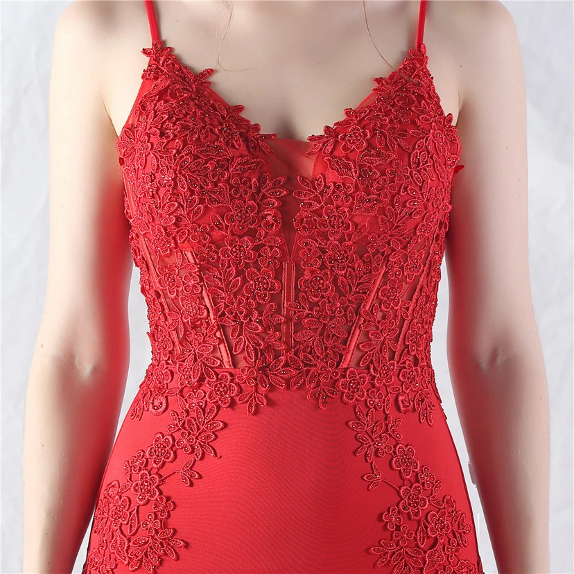 Spitzen-Abendkleid mit heißer Diamant- und Fischgrätenmuster-Weste, tiefem Taillenausschnitt, schulterfreiem Design und kurzer Schleppe view 44