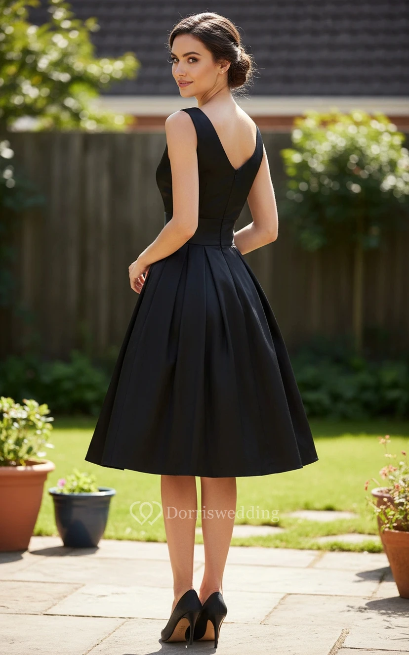 Simple Pleated Knee-Length Frock view 2