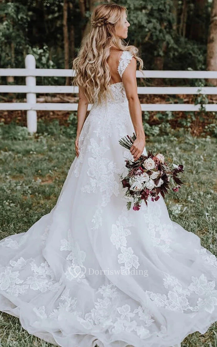 Brautkleidstile im Queen-Anne-Empire-Stil mit Spitze und A-Linie view 2