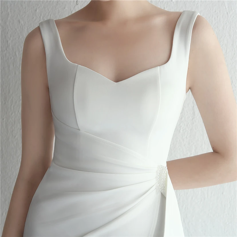 Satin-Kleid mit Perlenbesatz, langem Schlitz, schmal geschnitten, Meerjungfrauenschnitt, für Promi-Dinner, Hochzeiten, Autoausstellungen, Modellbau view 8
