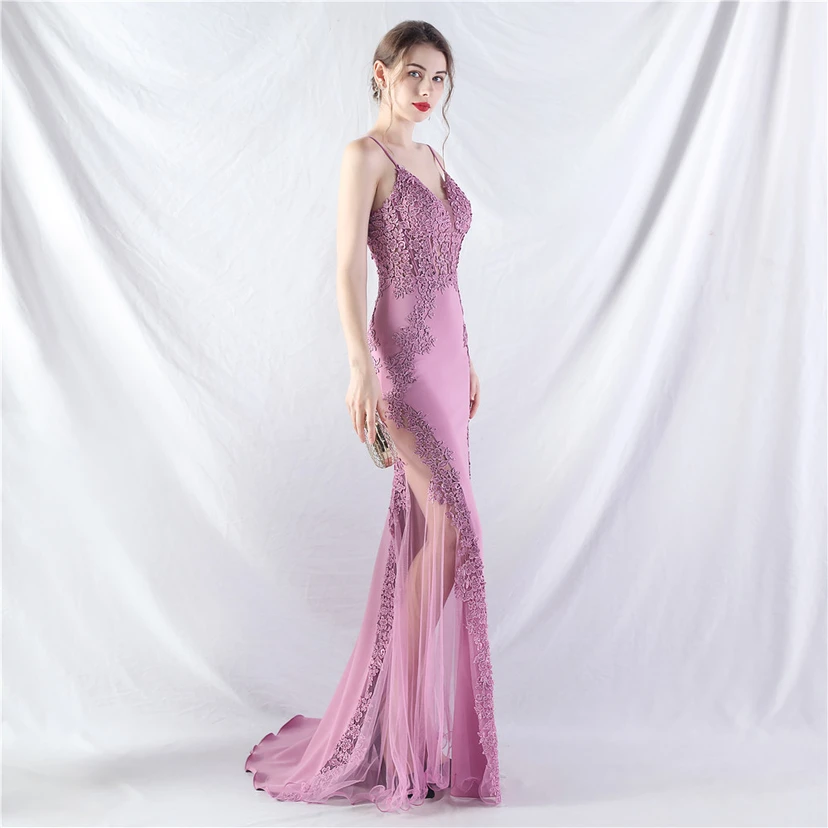 Spitzen-Abendkleid mit heißer Diamant- und Fischgrätenmuster-Weste, tiefem Taillenausschnitt, schulterfreiem Design und kurzer Schleppe view 23