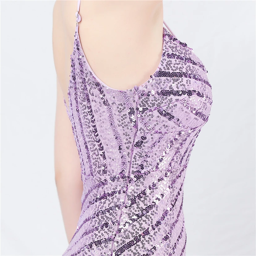Fashionable Women'S Suspender Low-Cut Sequined Evening Dress view 60