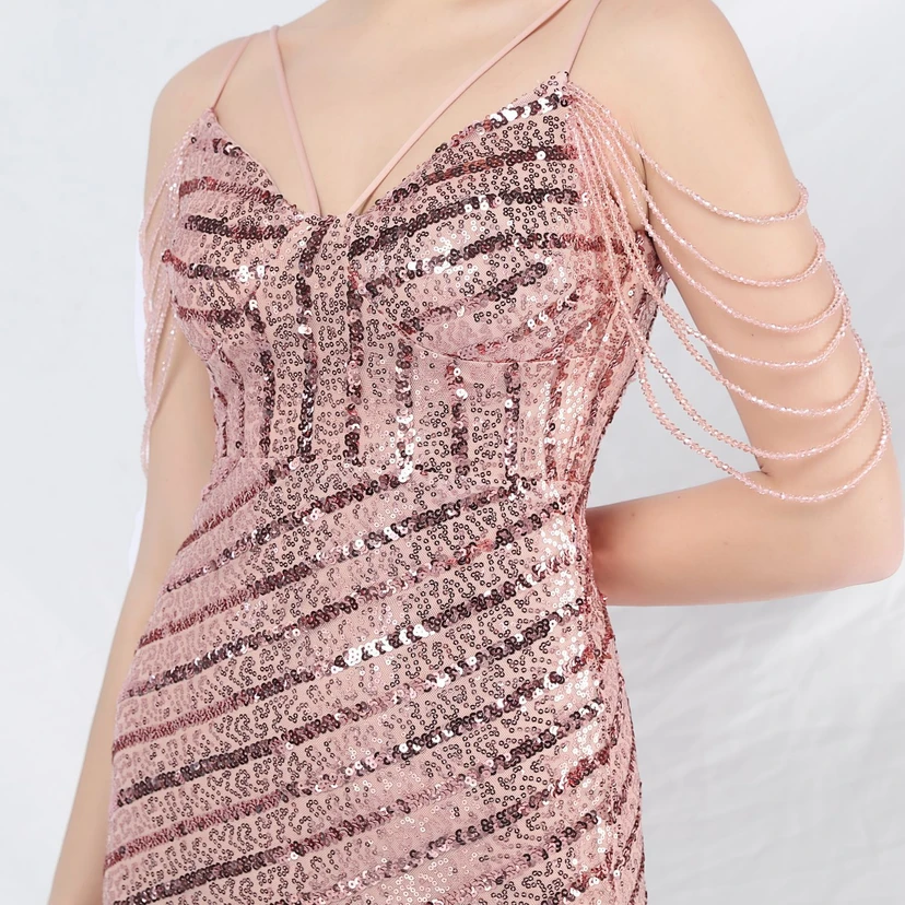 Craft Beaded Long Suspender Evening Dress view 52