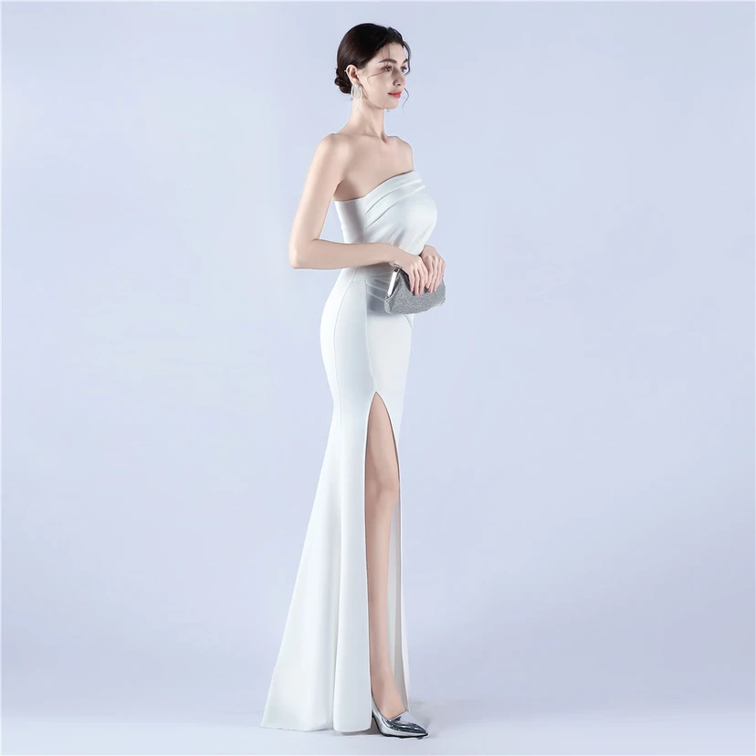 Satin-Abendkleid mit einer Schulter für festliche Anlässe und Bankette view 41