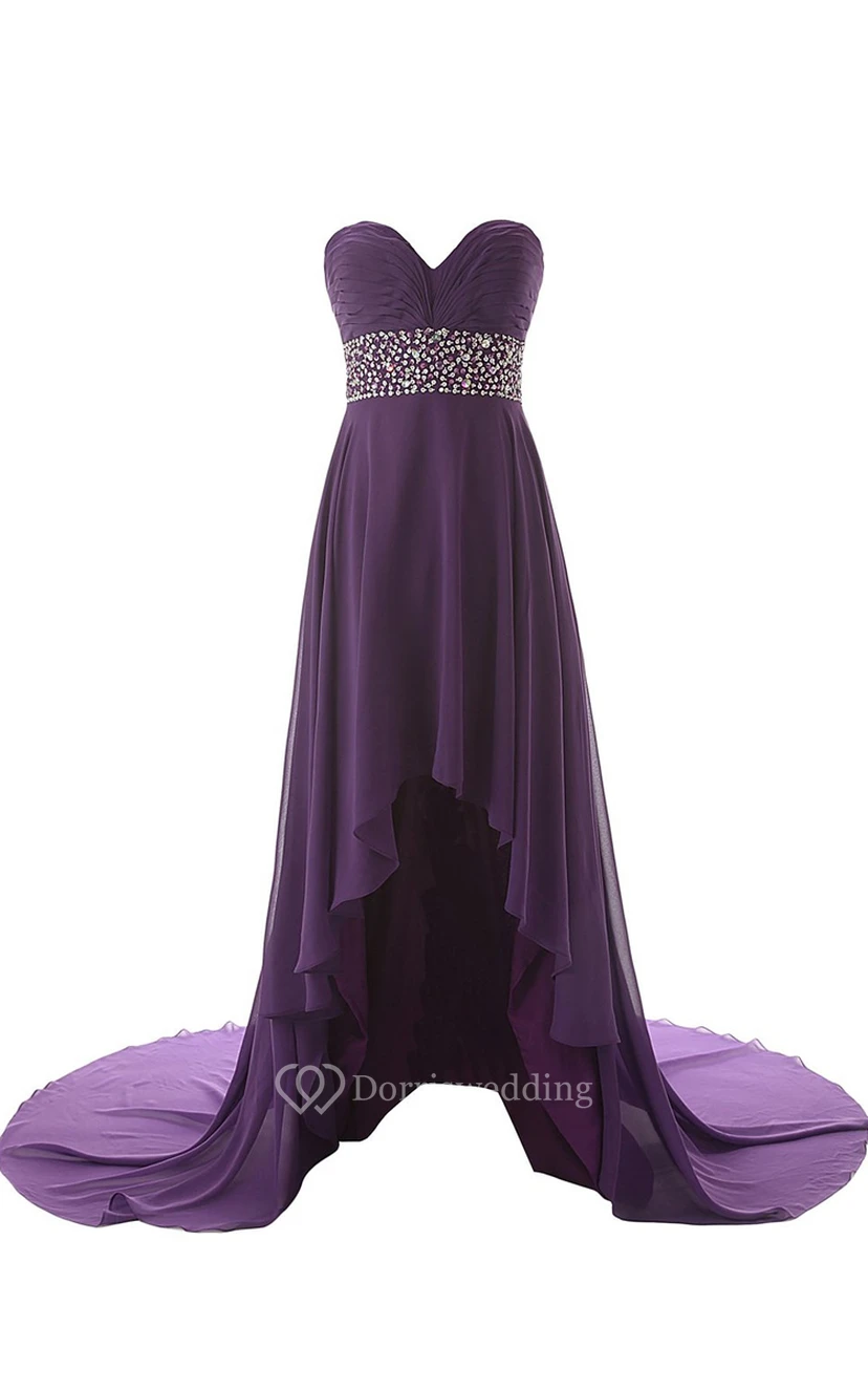 Sweetheart High-low Wedding Dress With Draping and Beading view 2