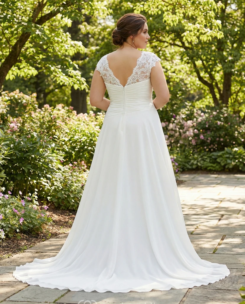 V-Neck Chiffon Wedding Gown with Criss-Cross view 2