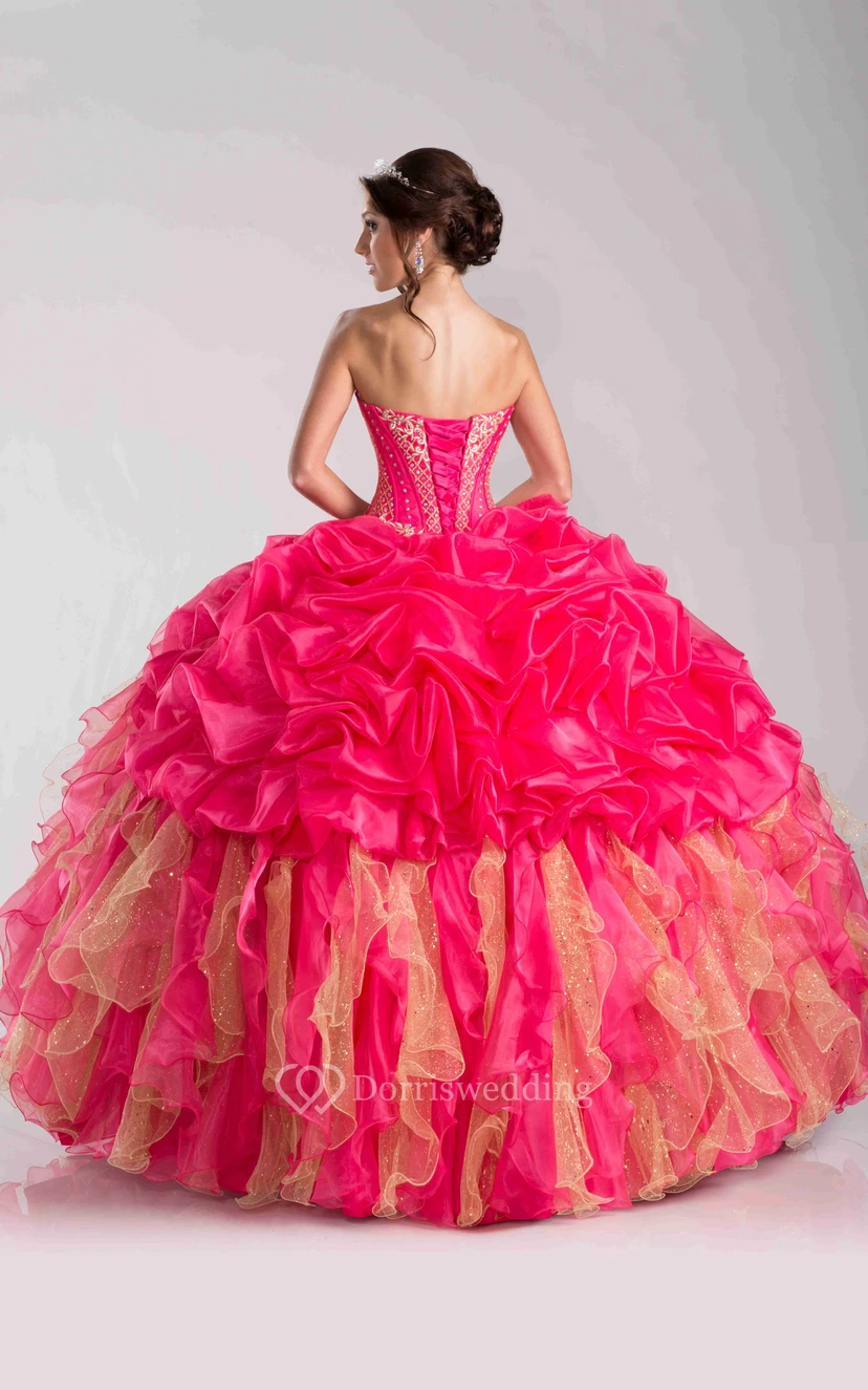 Beaded Sweetheart Ball Gown With Ruffles And Pick-Ups view 2