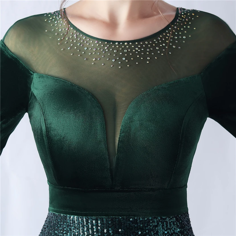 Long-Sleeved Fishtail Evening Dress High-End Atmosphere Elegant Banquet Temperament Velvet Aura Queen view 25