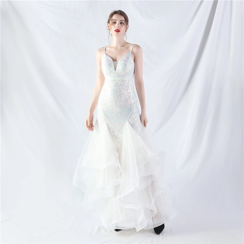 Vestido de actuación para celebración de baile caliente con cuentas de flores y posicionamiento de red rígida. view 64
