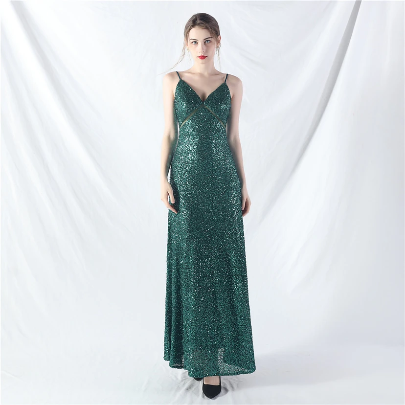 Robe longue trapèze évasée à paillettes, modèle phare du quotidien view 19