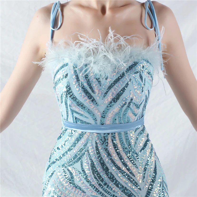 Double-Binding Rope-Binding Craft-Made Ostrich Feather Encrypted Laminated Beads High-End Evening Dress view 48