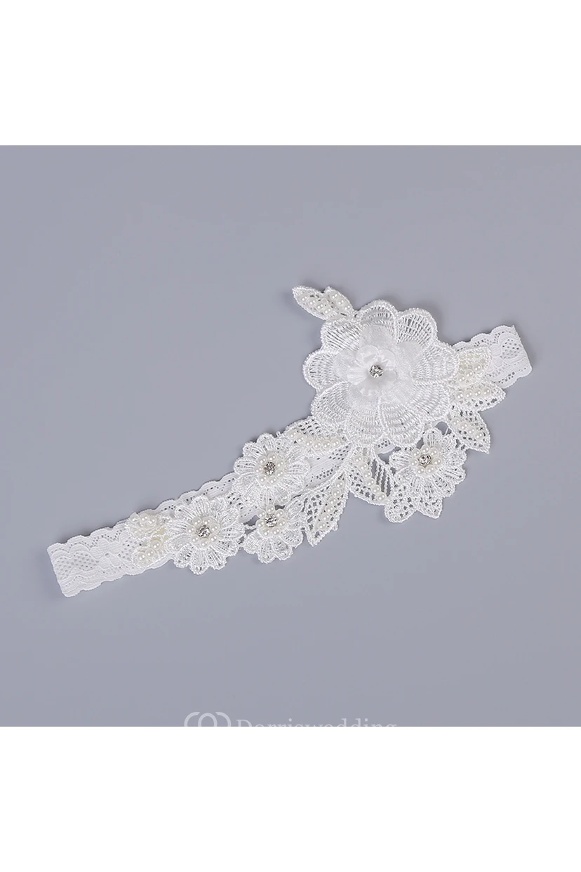 European And American Princess Sexy White Lace Elastic Bridal Garter Within 16-23inch view 2