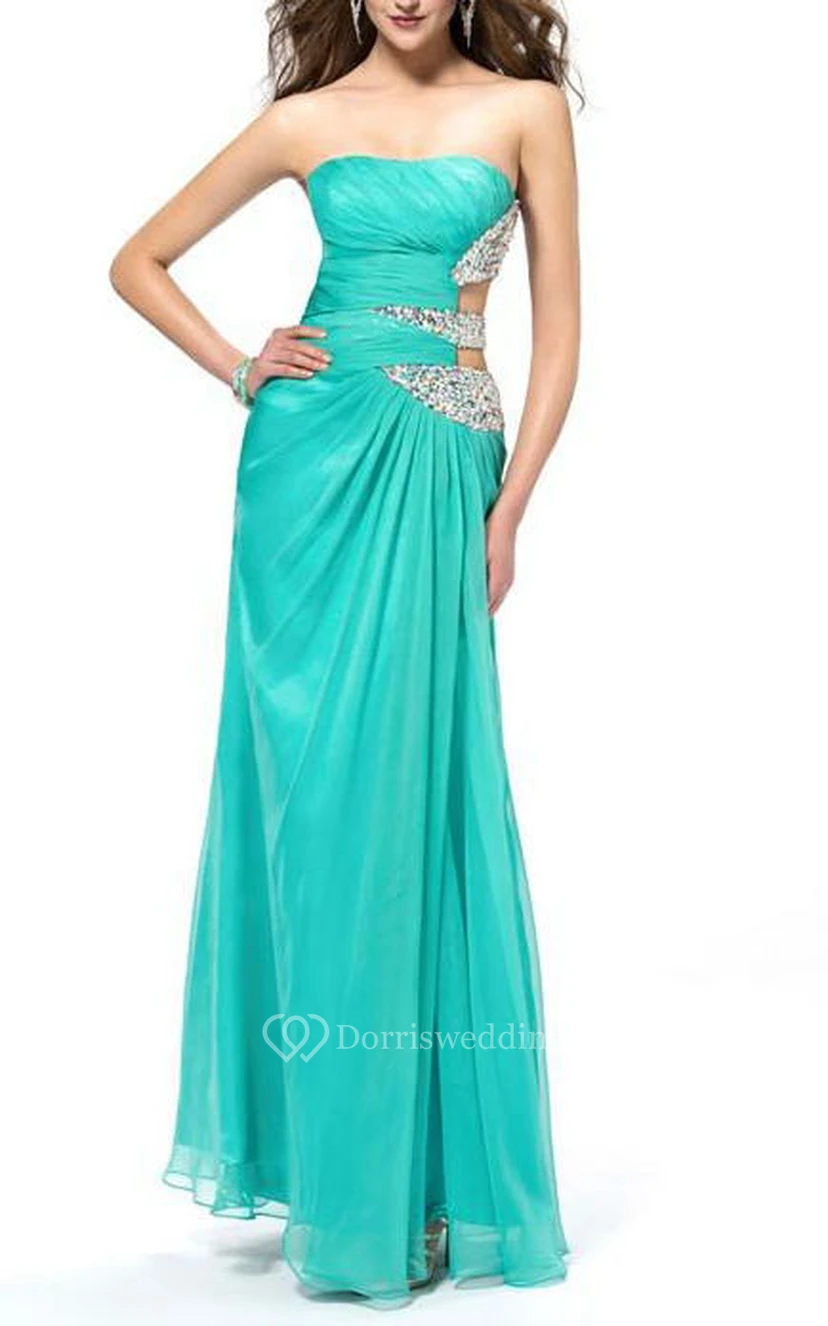 Sexy A-line Floor-length Strapless Sequins Prom Dress