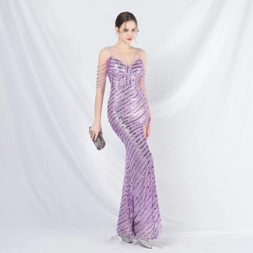 Craft Beaded Long Suspender Evening Dress view 39