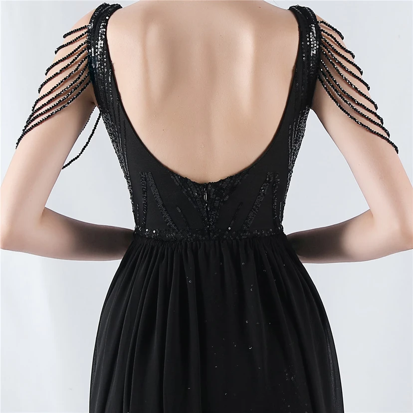 Paillettenbesetzte Blumen mit Cape-Stickerei, hochwertiges Abendkleid, ideal für die Ausrichtung der Jahrestagung view 17