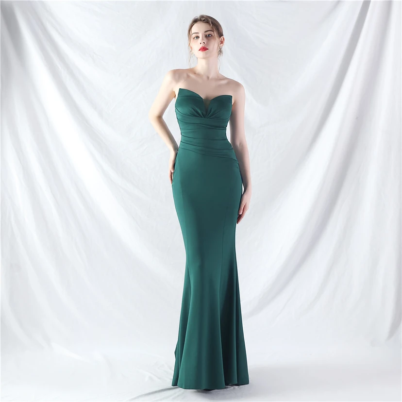 Craft Dress Sexy Off-Shoulder Wrapped Chest Satin Evening Dress view 26