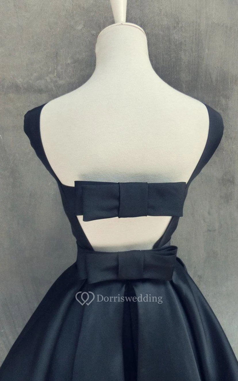 Mini A-line Satin Dress With Open Back view 2