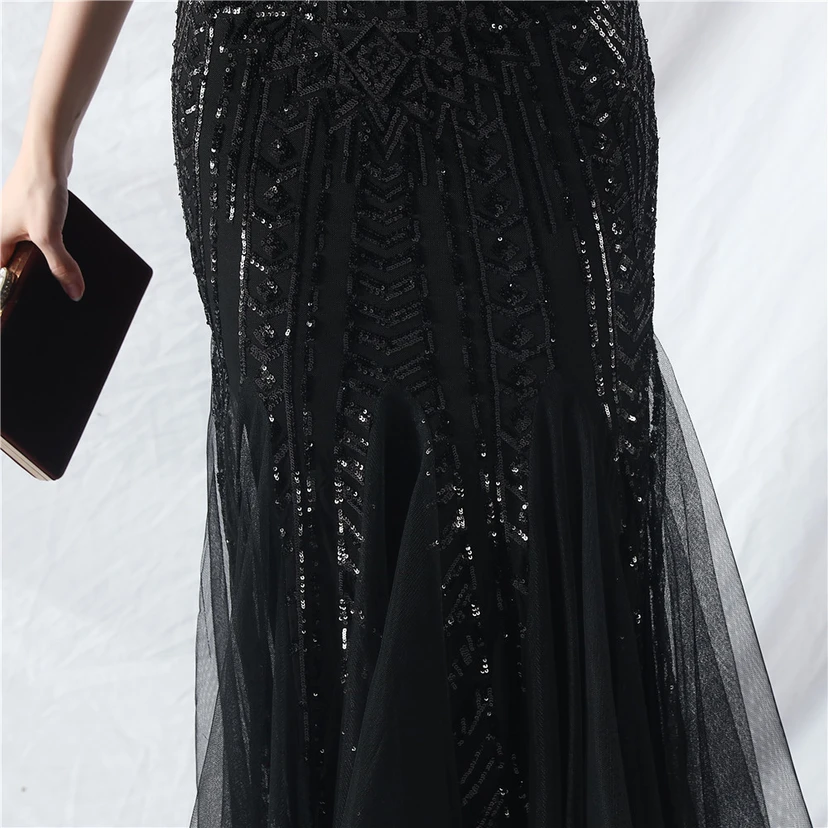 Crafted Beaded Positioning Flower Beads Splicing Mesh Gauze High-End Evening Dress view 77
