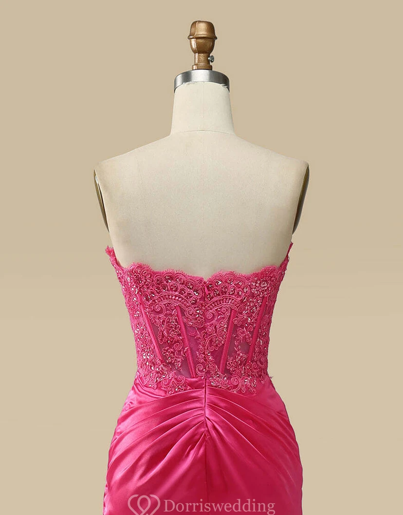 Fuchsia Sequin Corset Gown view 9