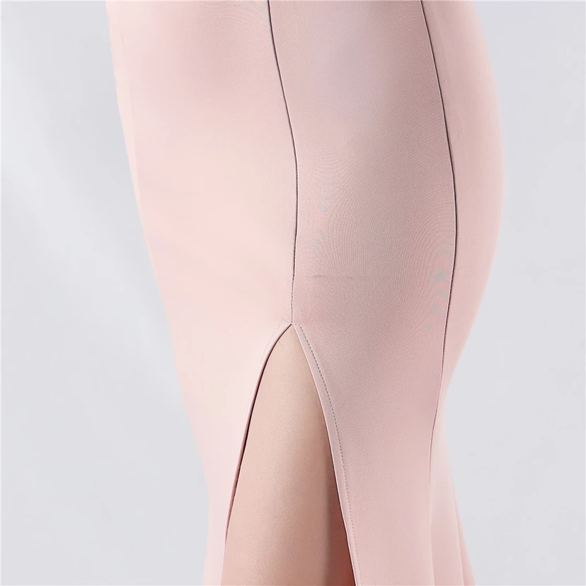 Heavy Hot Diamonds For Transparent Mesh High-Slit Satin Evening Dress Annual Meeting Wedding view 60