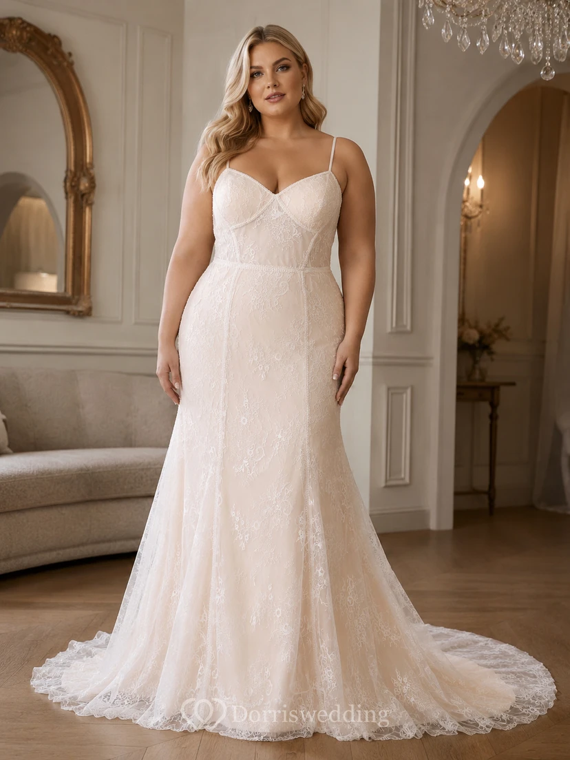 Lace Sexy Spaghetti Straps A-line Wedding Dress With Boning And Open Back view 3