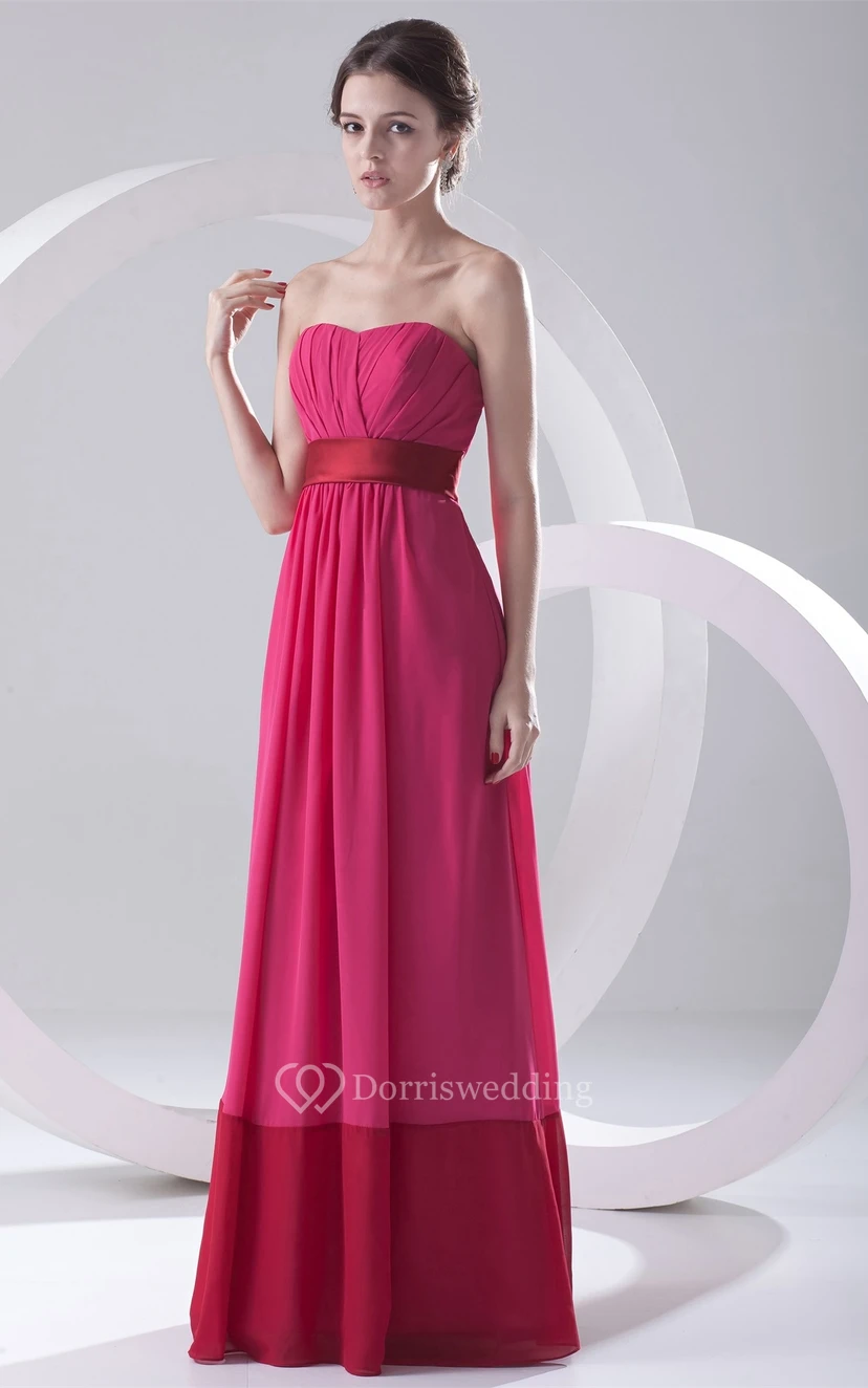 Strapless Long Chiffon Ruching and Dress With Pleats view 4