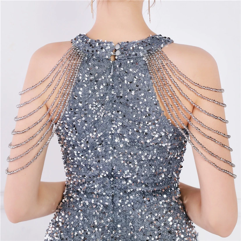 Robe de soirée féérique à sequins colorés, robe courte style féerique pour banquet ou réception. view 43