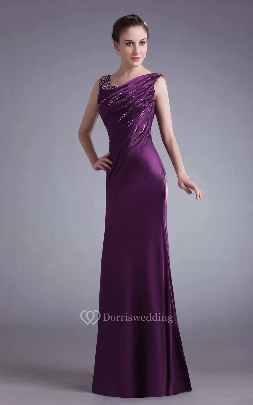 Robe longue sans manches en satin avec effet stress view 4