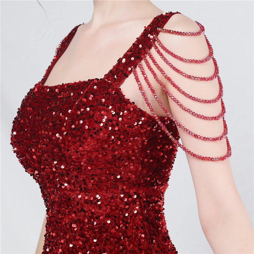 Craft Sequined Velvet Bottom Imitation Handmade Fantasy Sequin Evening Dress Daily Mini Dress view 40