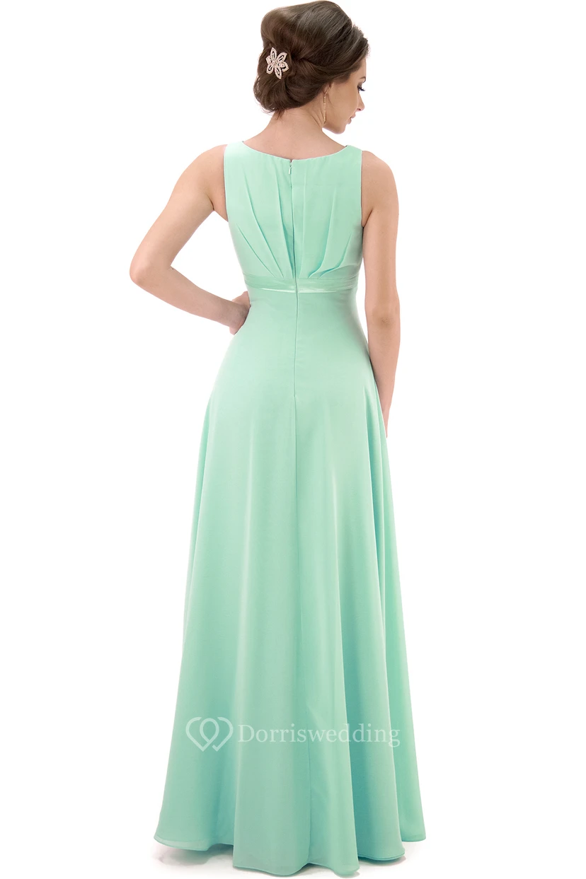 Sleeveless V-Neck Chiffon Bridesmaid Dress view 2