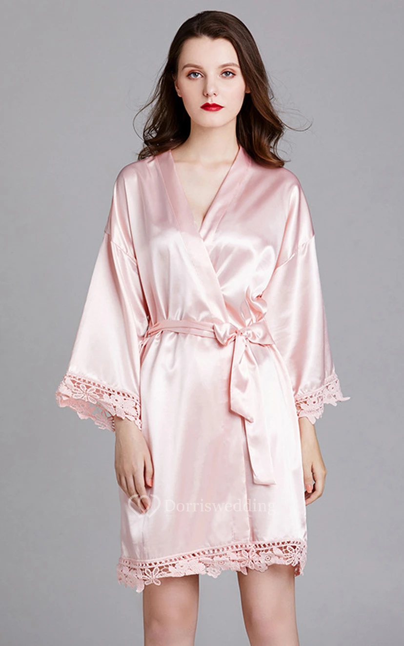 Laced Plain Bride Bridesmaid Robe view 2