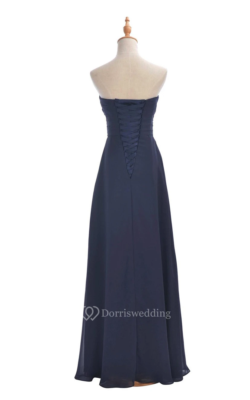 Sweetheart Criss-cross Chiffon A-line Dress With Lace-up Back view 10