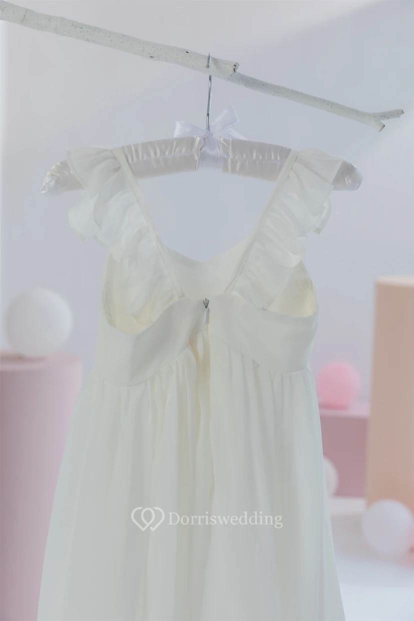 Simple Chiffon Short Communion Cap Flowergirl Dress view 8