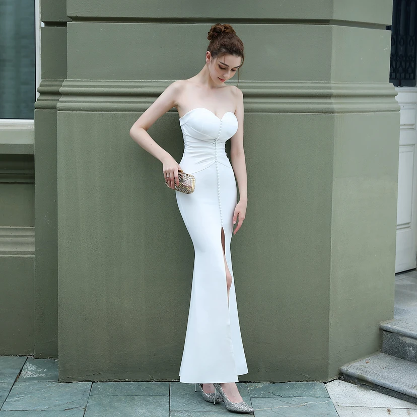 Toast Dress Bride Long Tube Top Thank You Banquet Slim Fishtail Skirt Wedding Car Model Exhibition Dress view 13