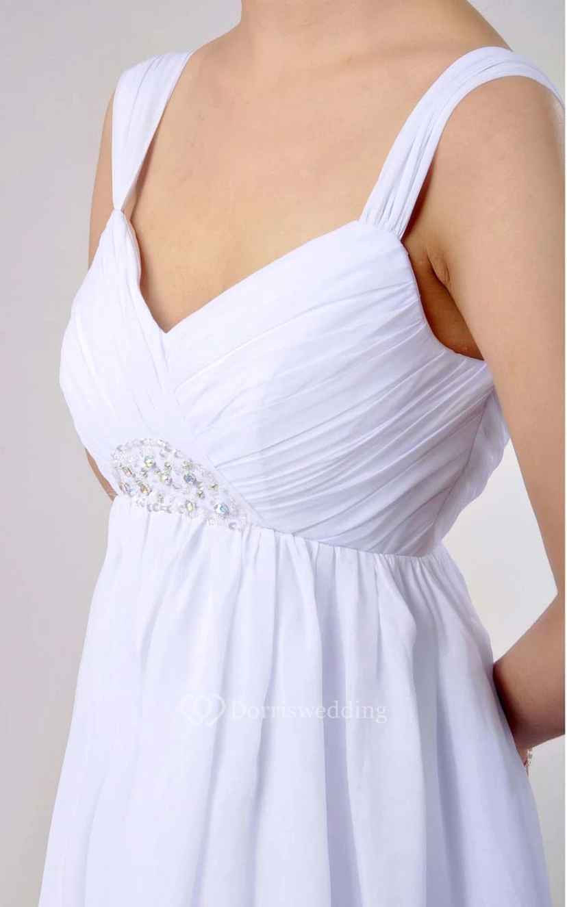 Floor-length Sweetheart Empire Chiffon Dress With Beading view 8
