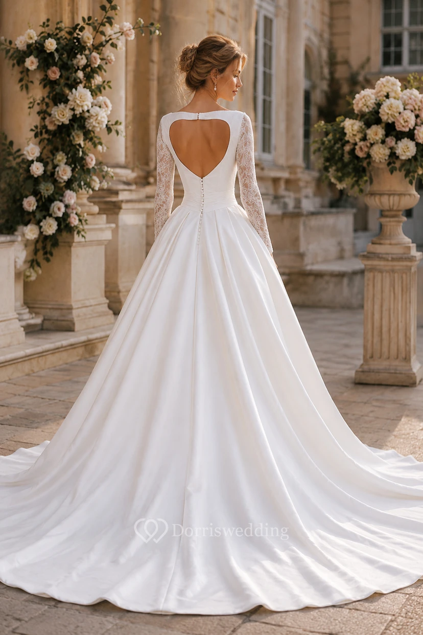 A-Linien-Ballkleid, Teelänge, V-Ausschnitt, lange Ärmel, Perlenbesatz, Jacke aus Chiffon, Tüll, Spitze, Pailletten, Organza, Satin view 3