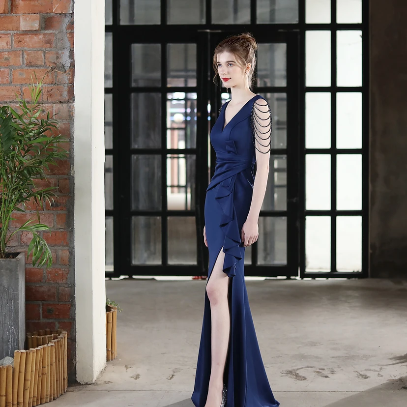 Toast Dress Bride Long Sling Thank-You Banquet Slim Fishtail Skirt Wedding Car Model Exhibition Dress view 52