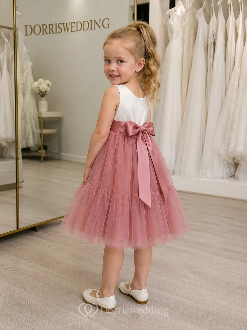 Scoop-neck Sleeveless Empire A-line Two-Tone Flowergirl Dress view 8