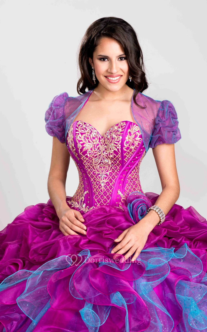 Beaded Sweetheart Ball Gown With Ruffles And Pick-Ups view 3