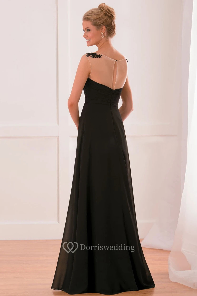 Cap-Sleeved A-Line Gown With Crisscrossed Ruches And Illusion Style view 2