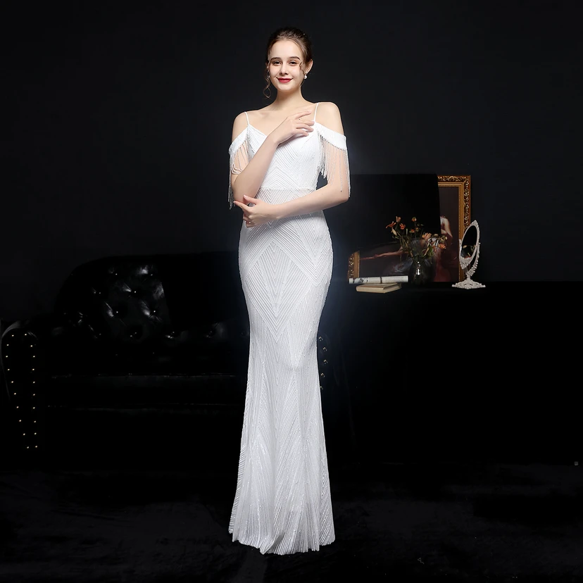 Sequined Fishtail Long Dress Performance Internet Celebrity Event Banquet Car Model Etiquette Evening Dress video preview