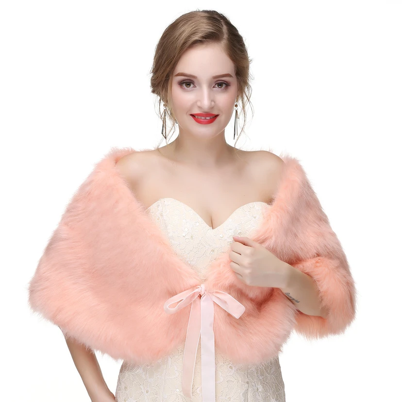 Bridal Winter Warm Wool Cape High-End Fur Wedding Dress Fox Fur Waistcoat view 3