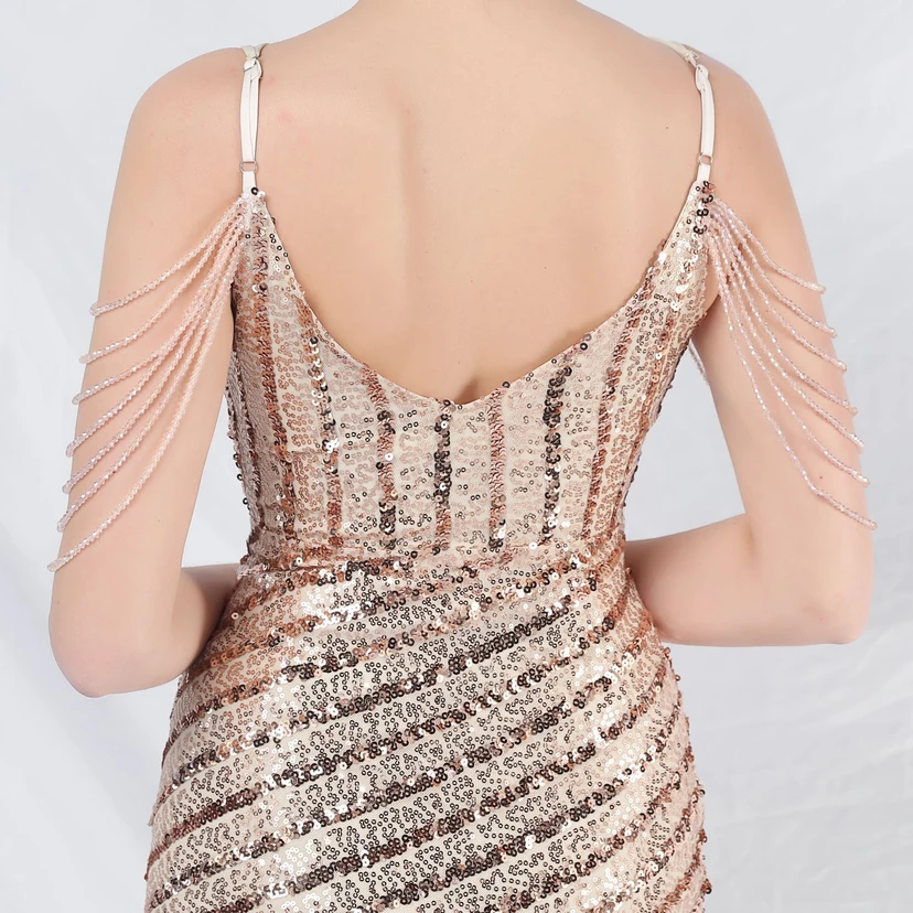 Craft Beaded Long Suspender Evening Dress view 24