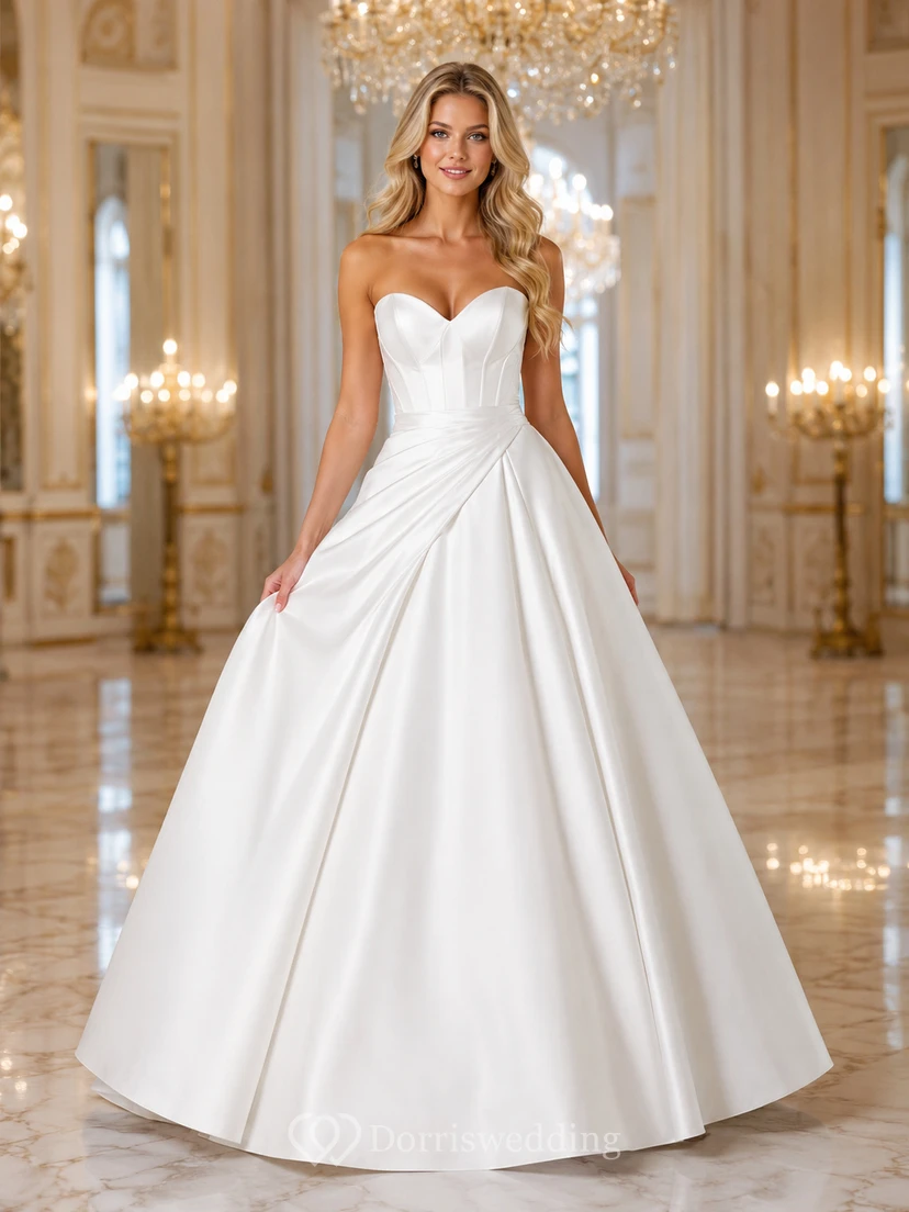 Robe de bal Palace Purity, longue jusqu'au sol, bustier sans manches, en satin de luxe, robe de mariée