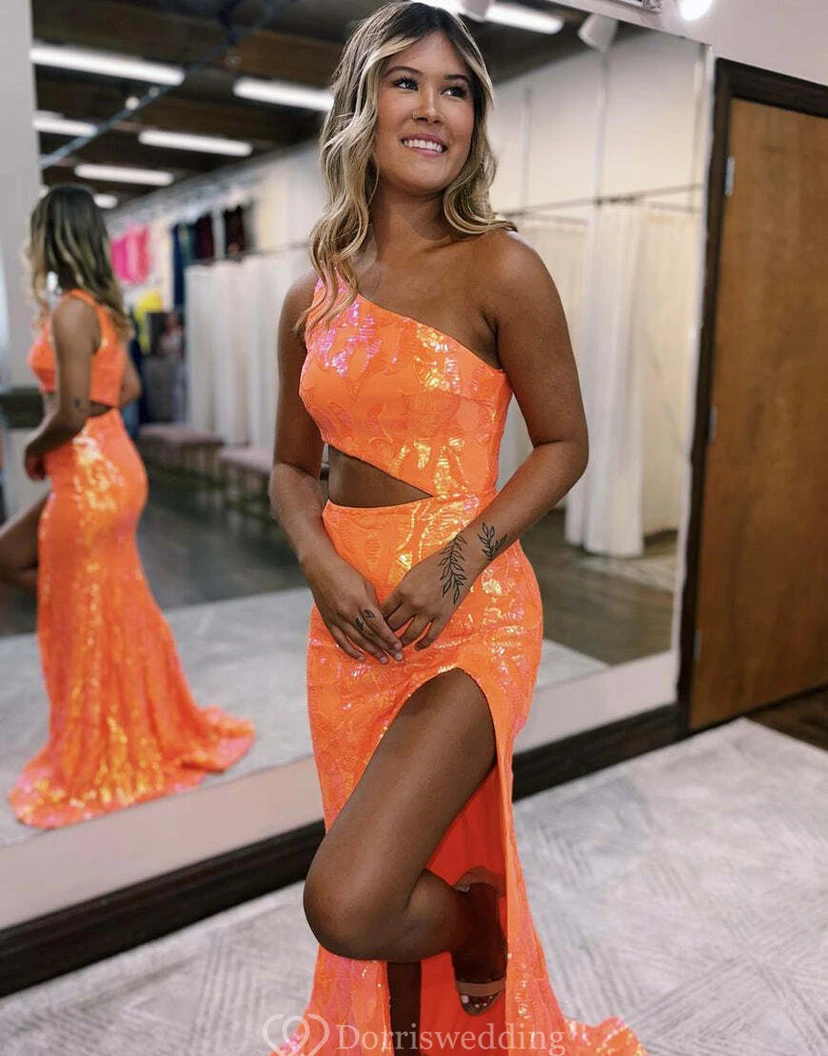 Robe de bal asymétrique fendue sur le devant, à une épaule view 3