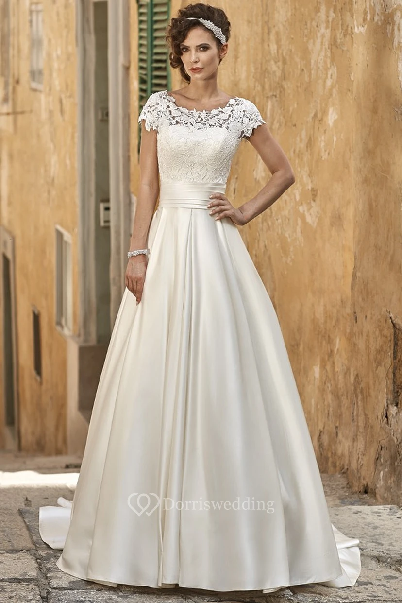 short sleeve lace wedding dress Camille Lavetir Australia sells a large selection of 2026 new wedding dresses (bridal gowns dresses) online Short Sleeve Strapless Bridal Gown