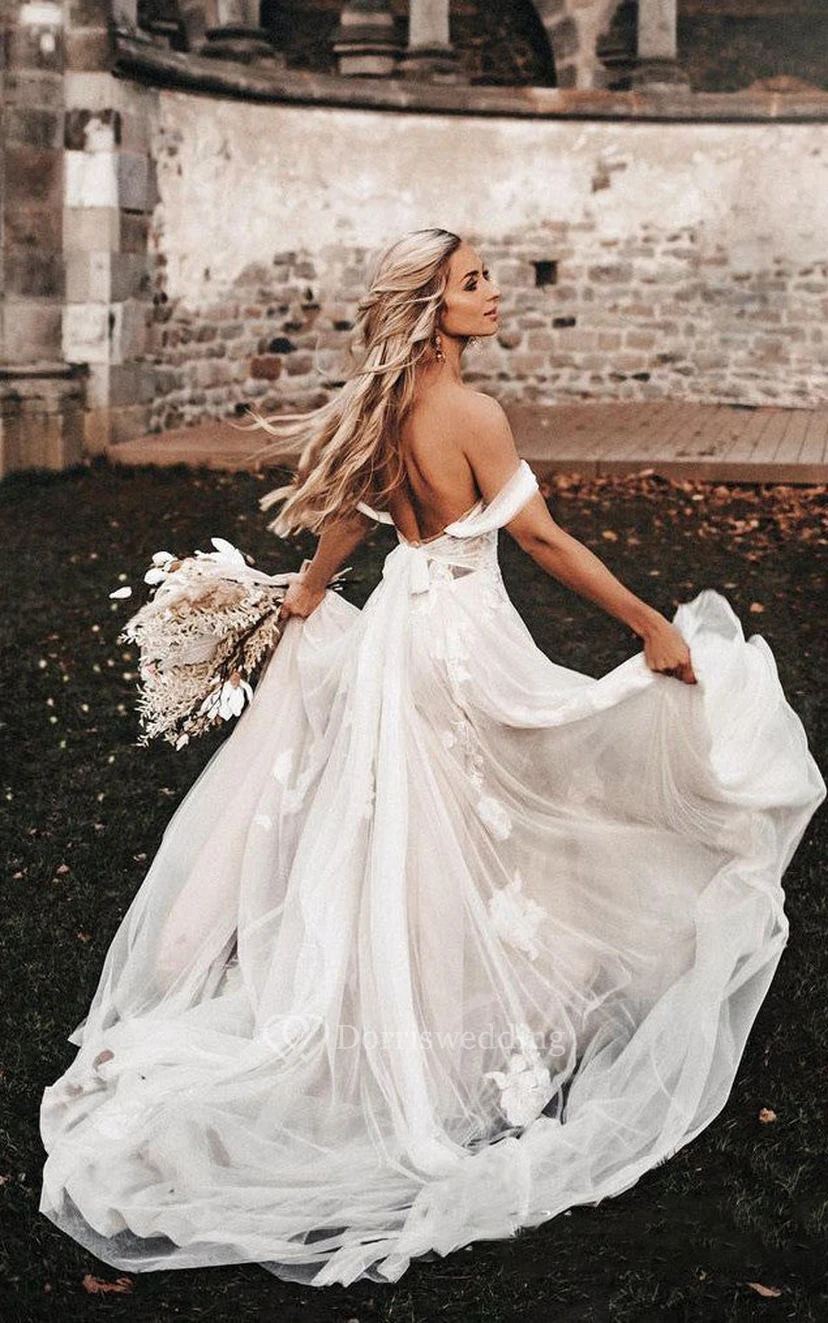 Sweetheart Criss-cross Tulle Empire A-line Backless Wedding Dress view 5