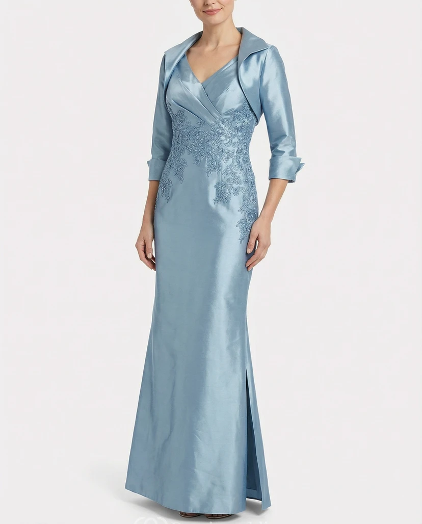 Satin Mother of the Bride Dress with Jacket view 3